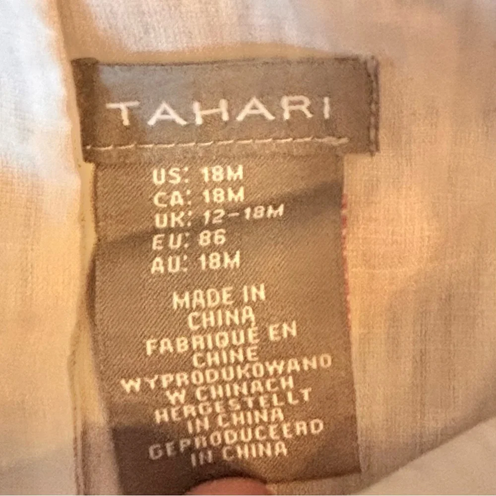 Tahari Baby Olive Green Dress Floral Leggings + Striped Dress Gray White, 18m - Picture 5 of 7